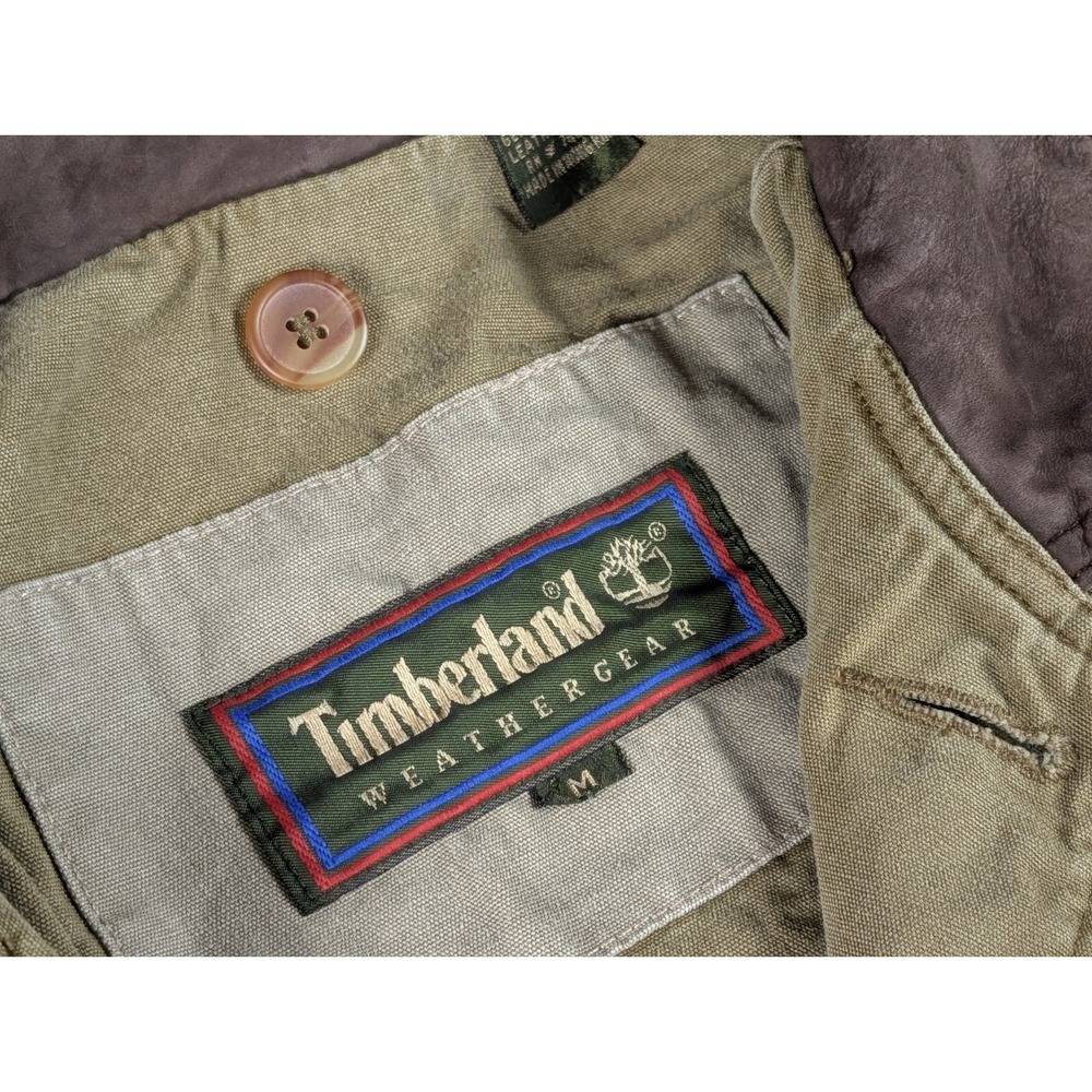 VTG Timberland WeatherGear Mens Barn Coat Chore Jacket MED Heavy Duty Canvas 90s - Picture 6 of 16